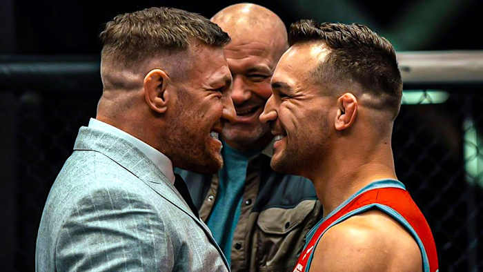 Conor McGregor and Michael Chandler face off on the set of "The Ultimate Fighter 31" (TUF 31)